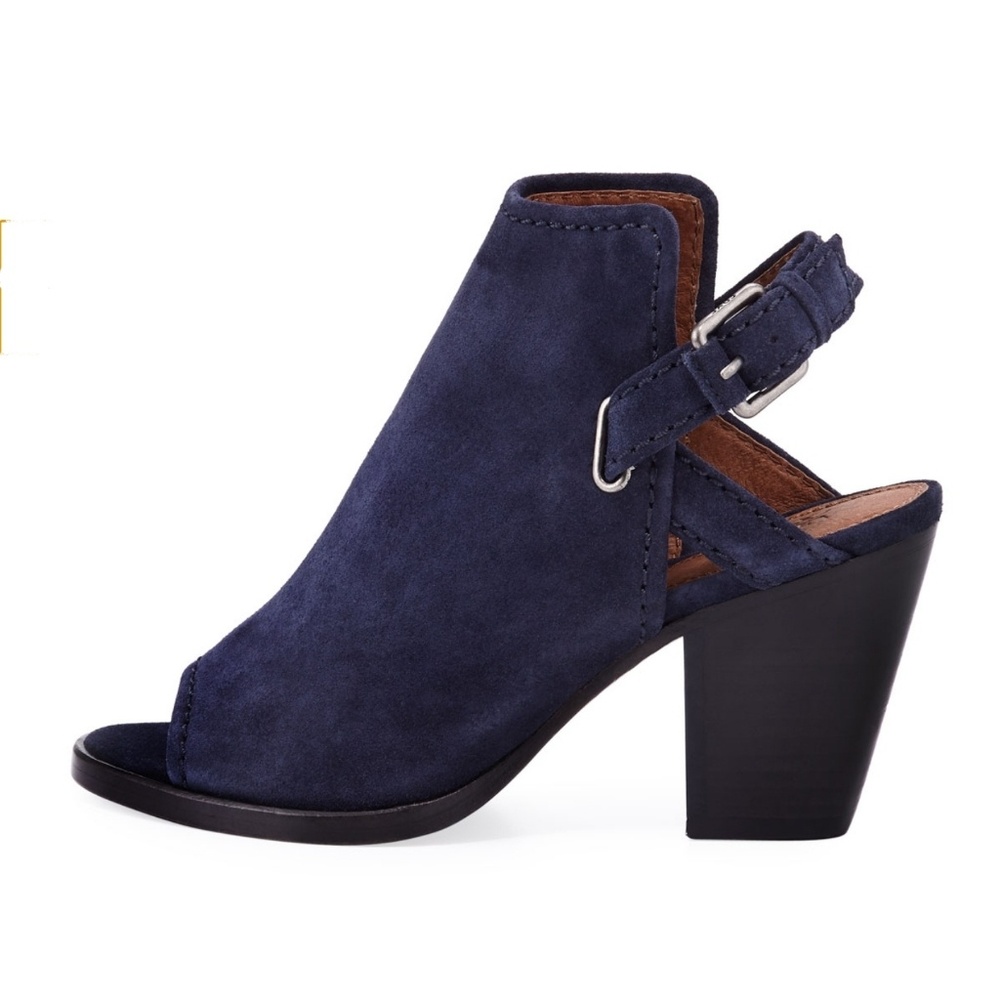 Beautiful Navy Kid Suede Frye Slingback Booties - Picture 2 of 7